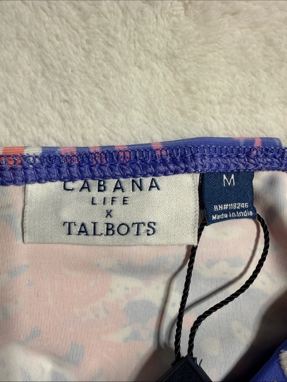 Talbots Purple and Coral Printed Swim Tankini Top